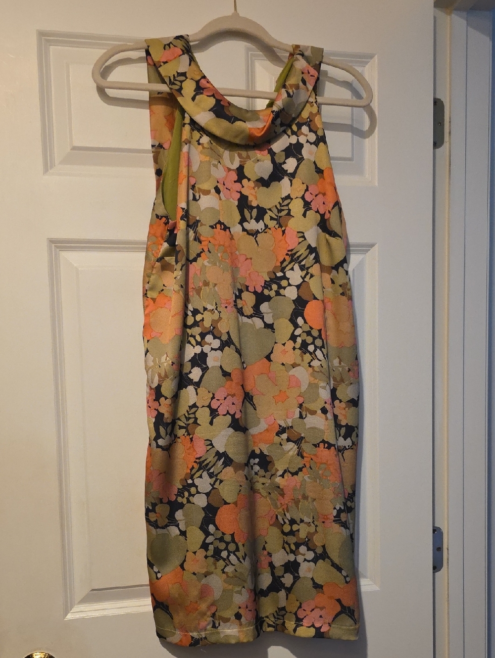 Molly Bracken Olive Green Floral Trim Dress - Green Pink